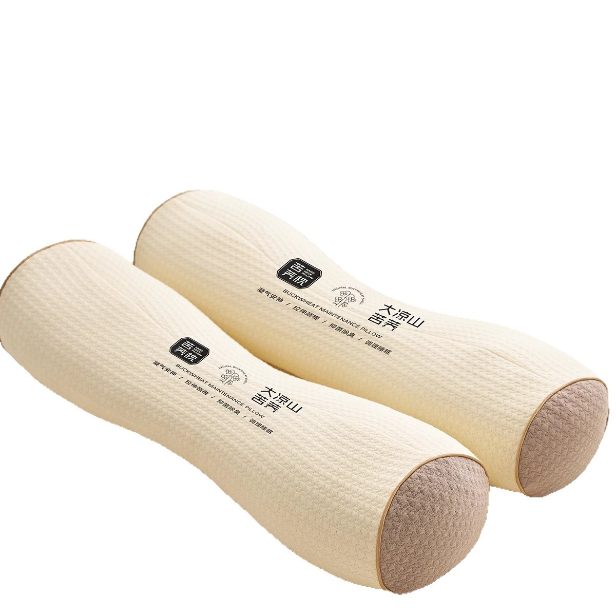 New Full Buckwheat Pillow Knitted Cotton Buckwheat Shell Triangle Diamond Cervical Pillow Hard Candy Cylindrical Neck Pillow