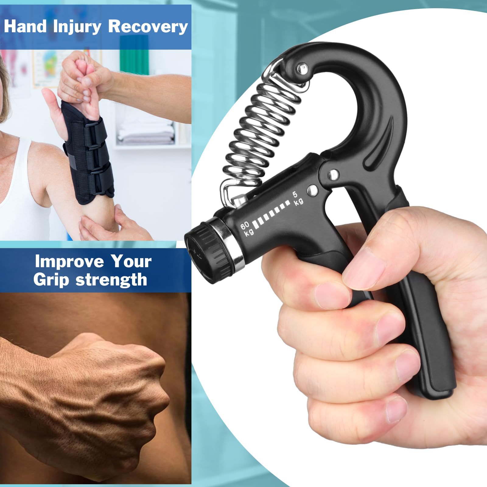 5-60kg Grip Strength Device for Men, Professional Finger Arm Muscle Strength Training, Hand Strength and Hand Strength Fitness Training Equipment