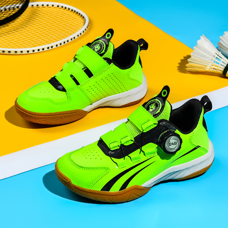 New Children's Table Tennis Badminton Shoes Professional Rotating Buckle Children's Shoes Non-Slip Leather sneaker Girls' Men's Shoes