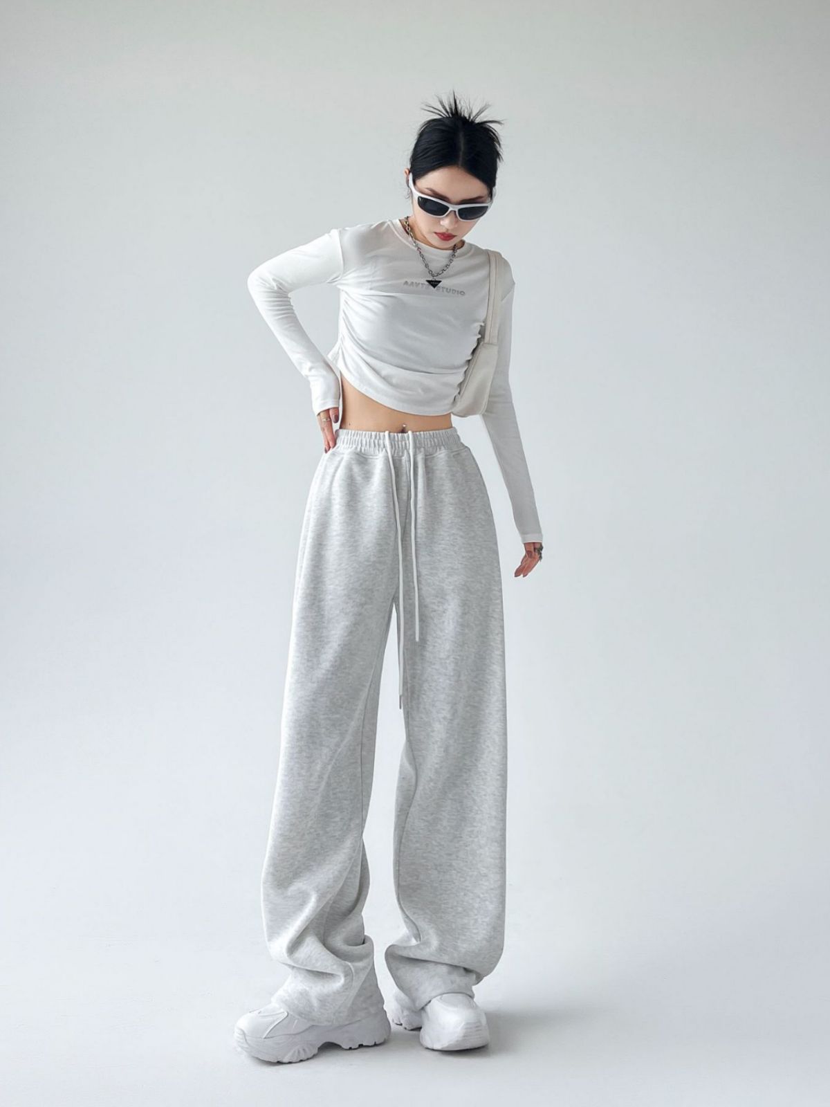 American Sports Pants for Women 2025 New Spring & Fall High-Waist Slim Wide-Leg Pants Casual Straight Pants Leggings Sweatpants