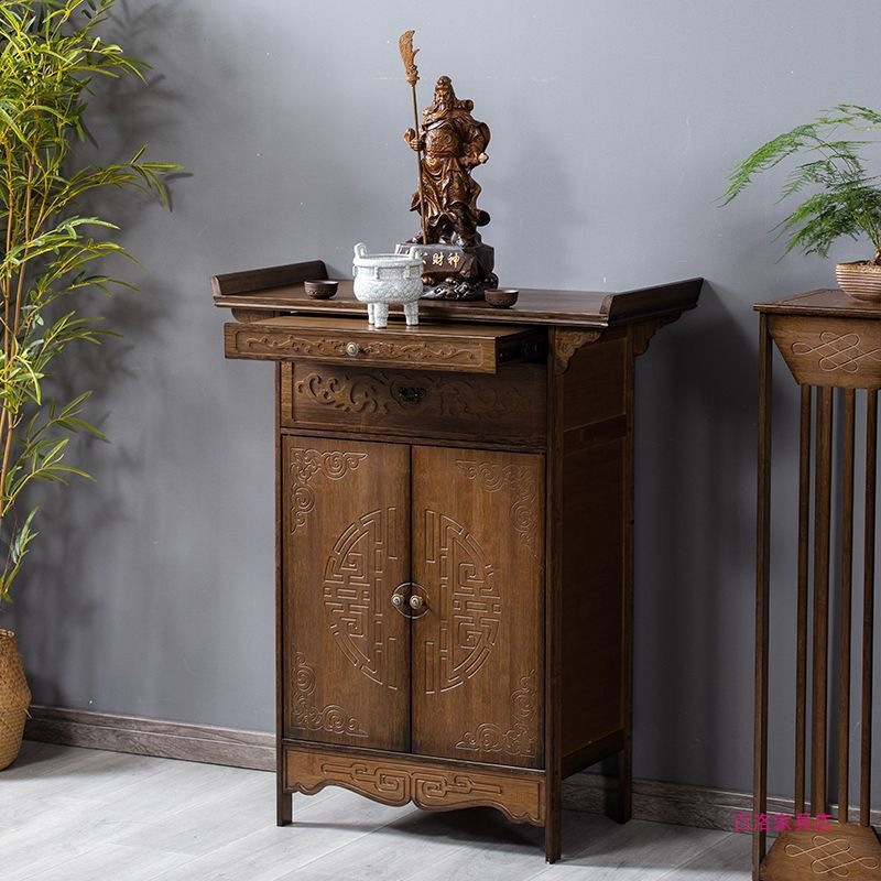 Solid Wood Altar Table for Home Use, Simple Incense Table, Chinese-Style Shrine Cabinet, God of Wealth Offering Table, Strip Table
