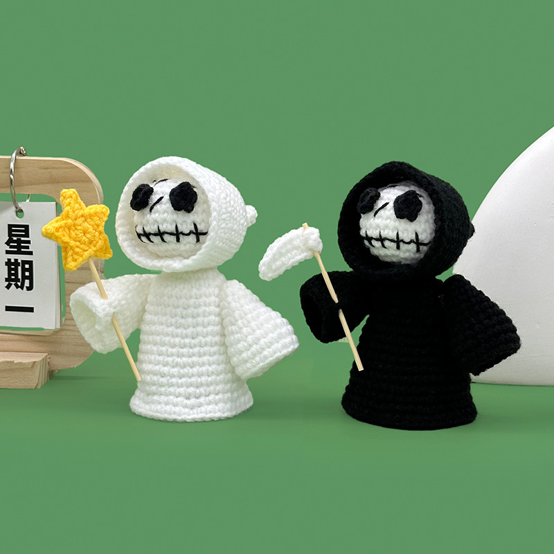 Cross-Border Amazon Handmade Knitted Doll Halloween Gift Ghost Little Devil Grim Reaper Emotional Plush Toy Wholesale