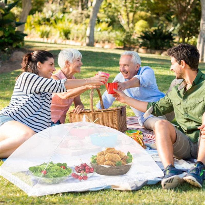 New Rectangular Commercial Dining Table Cover Vegetable Cover Cross-border White Insect Cover Dustproof Mesh Folding Washable Food Cover