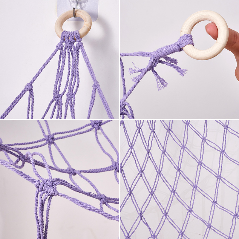 Hand-woven children's room corner toy storage hammock bedroom decoration triangle plush toy storage net