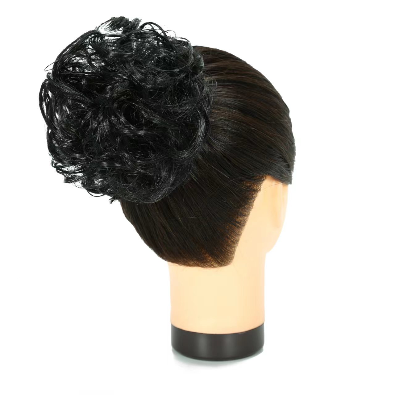 Factory supply natural black wig curly hair Ring Ball head fluffy wig lazy person coiled hair Bales