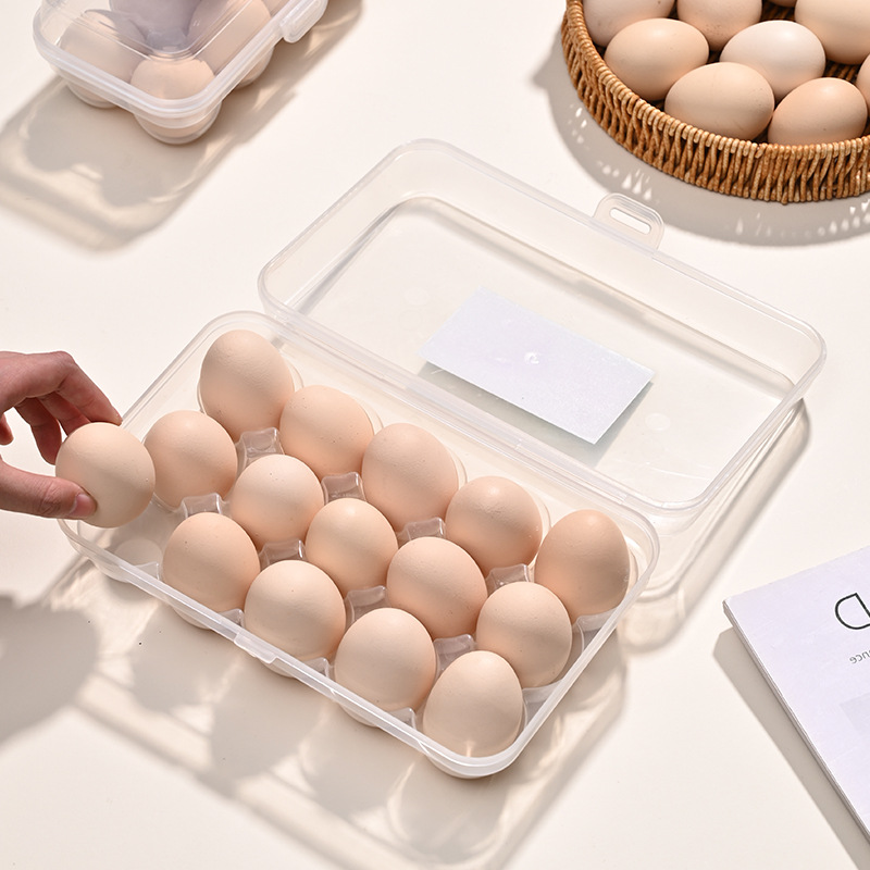Simple Transparent 8-Grid, 12-Grid, 15-Grid Large-Capacity Egg Storage Box, Stackable and Not Easily Breakable, Egg Holder