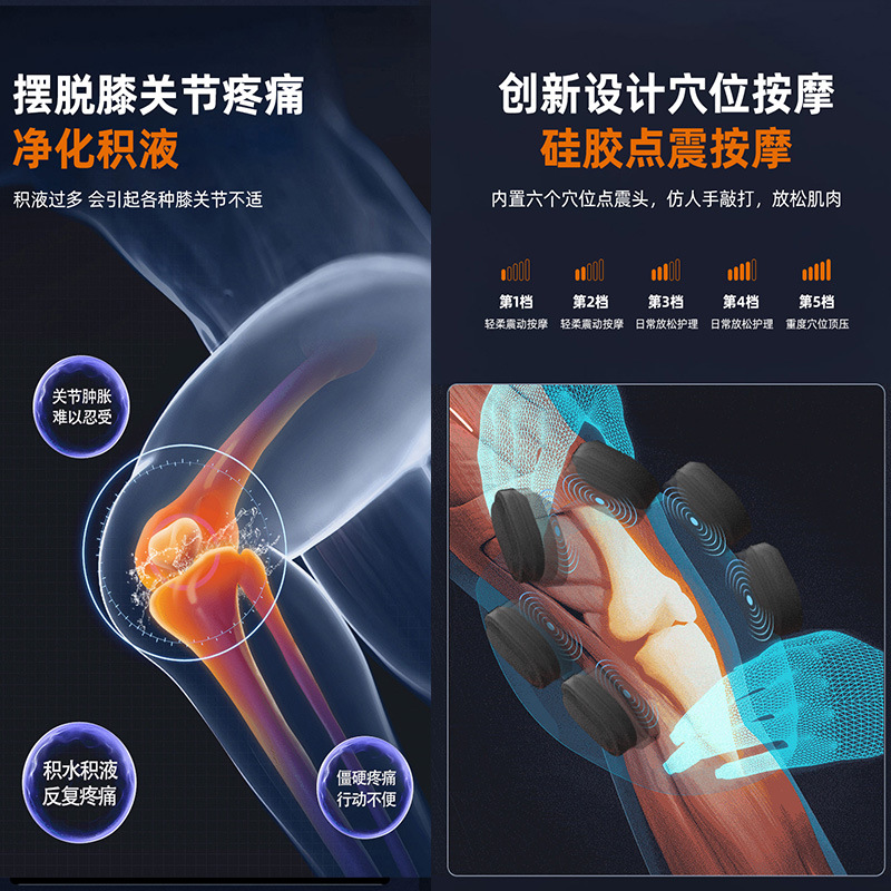 2025 New Point Vibrating Knee Massager Three-Speed Hot Compress Infrared Laser Physiotherapy Warm Knee Massager Manufacturer