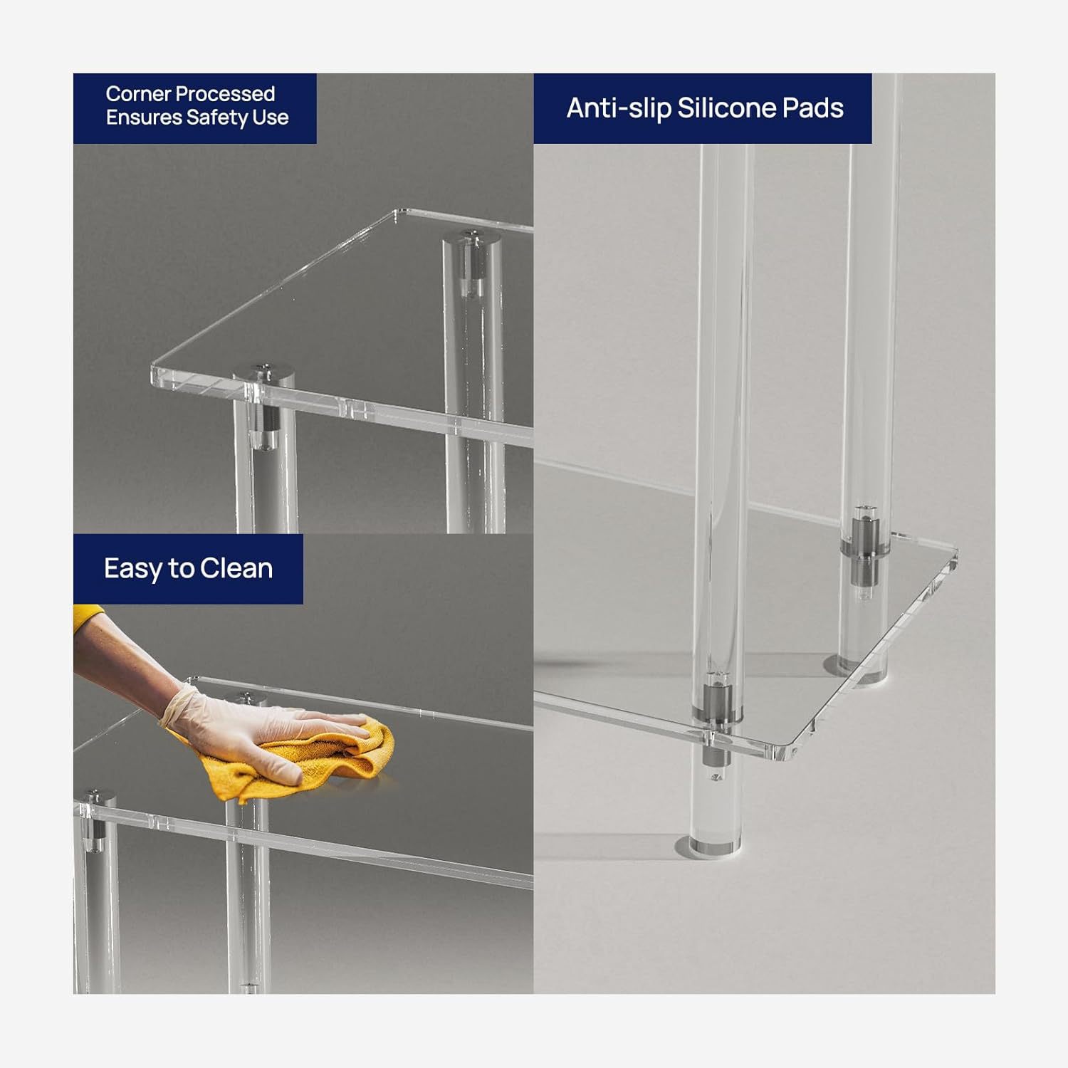 Cross border acrylic small end table beverage table, small bedside table, for sofa, living room, bedroom, easy to assemble