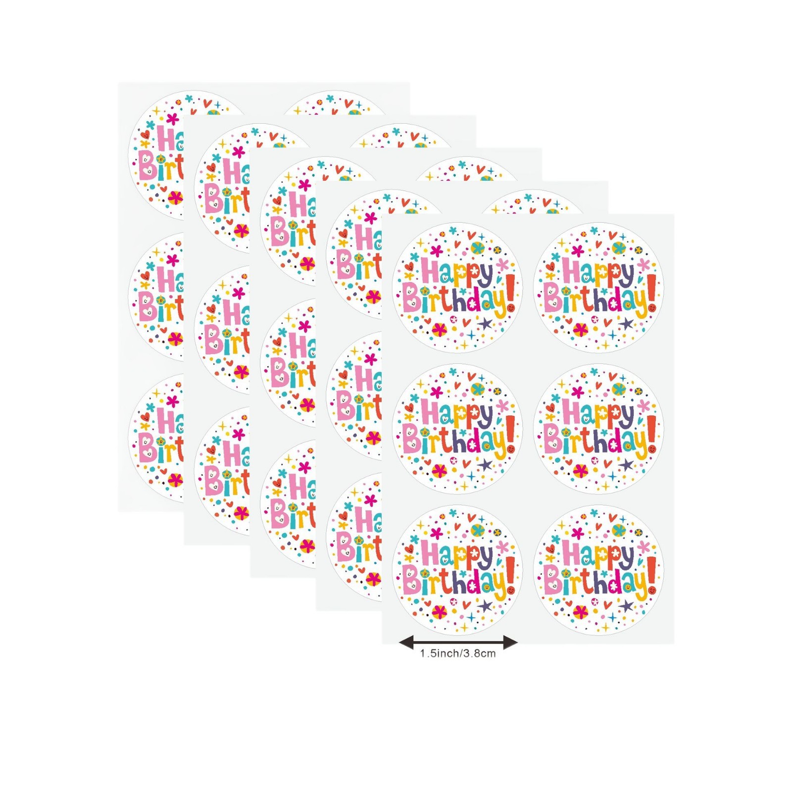 Cross-border 1.5-inch Happy Birthday Sticker Thank you for accompanying me with birthday gift decoration stickers kindergarten stickers
