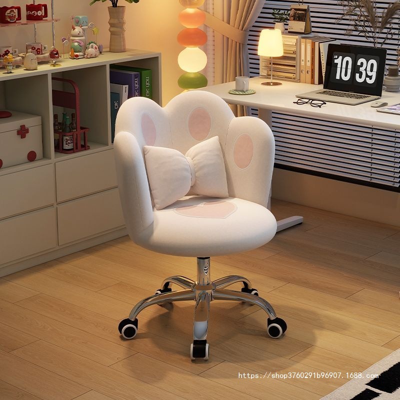 Computer Chair for Girls' Bedroom Dormitory, Cute and Comfortable Adjustable Backrest Chair, Internet Celebrity Makeup Chair, Study Desk Chair