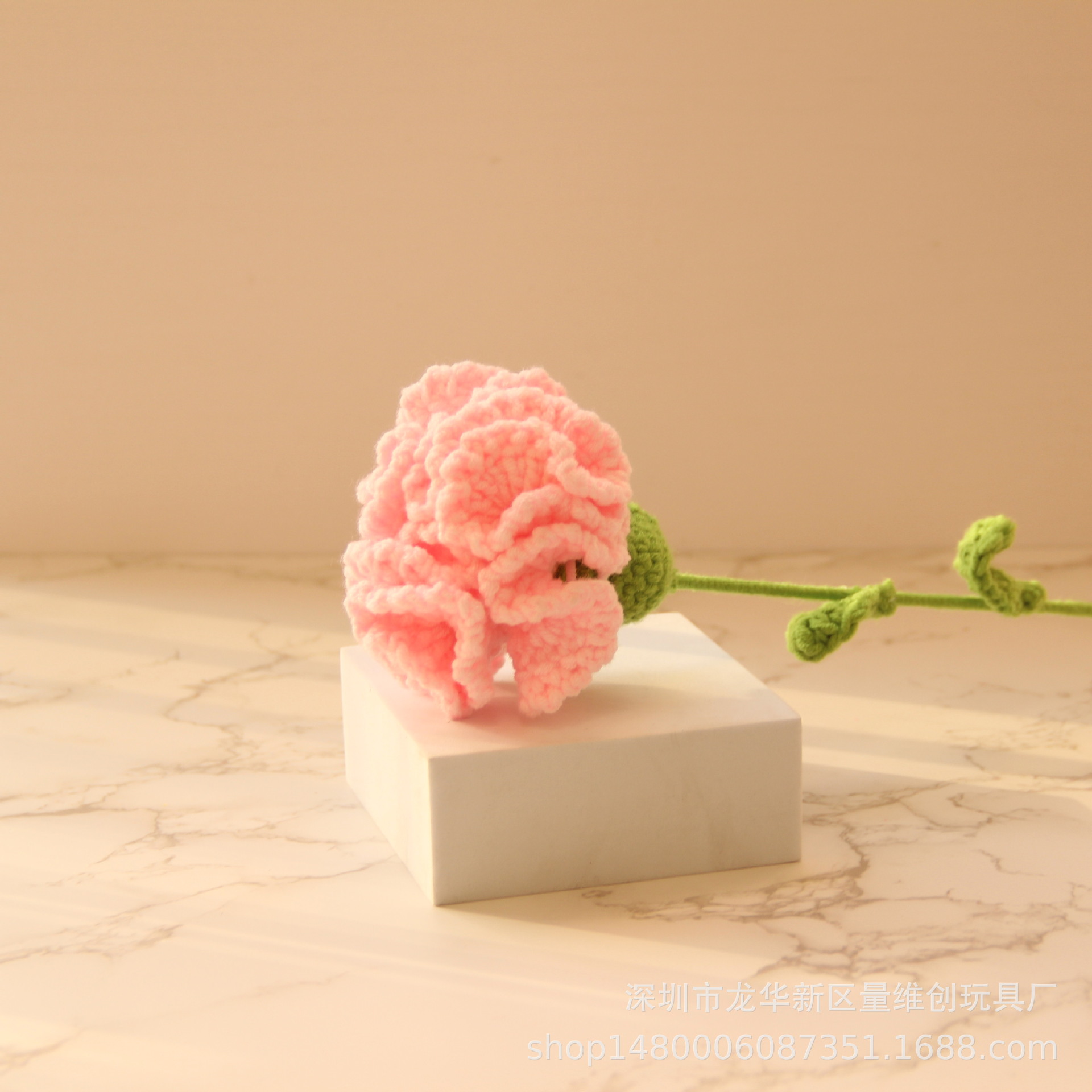 Handmade wool woven artificial flower carnation with packaging three or eight holiday gift Mother's Day gift home decoration