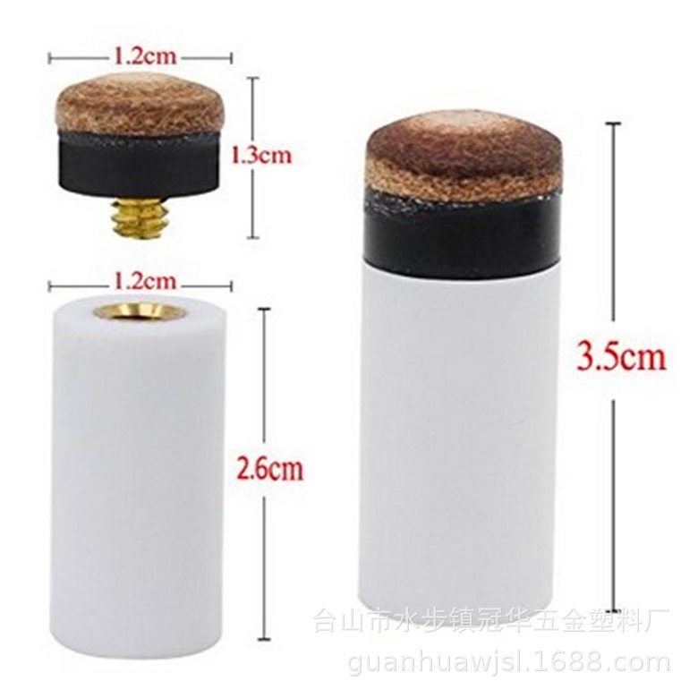 Factory Direct Sales Black 8 Billiards Billiard Cue Gun Scalp Head Accessories 12mm White Screw Corner Milky White