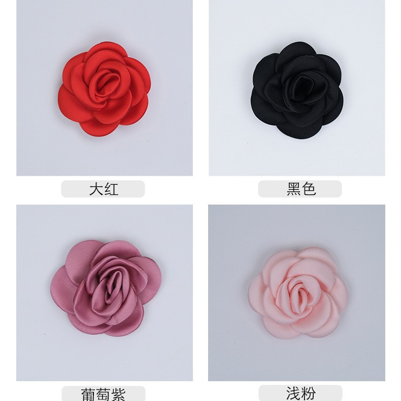 4cm Burnt Edge Stereo Rose Camellia Burnt Slices Handmade Fabric Roasted Edge DIY Hairpin Accessories Shoes, Hats and Clothing Decoration