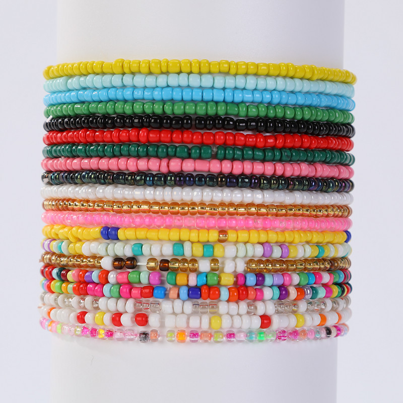 European and American Cross-border Jewelry Summer All-match Color Rice Bead Beach Aklet Simple Creative Aklet Multi-use 10-piece Set