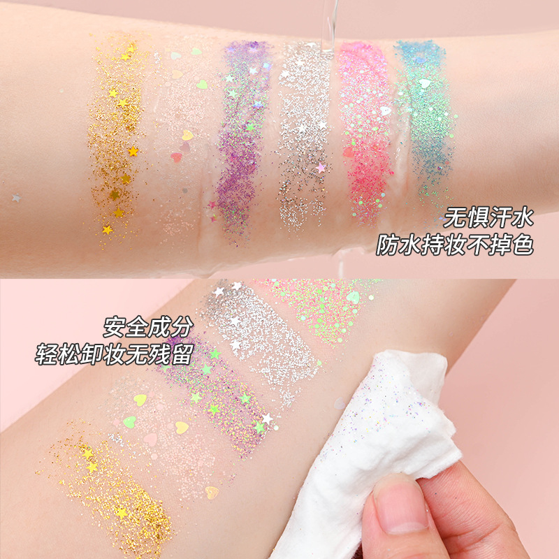 Explosive Glitter Waterproof Makeup Bouncy Makeup Performance 3-Color Eye Shadow Sparkling Pearlescent High-Value Mermaid Sequins