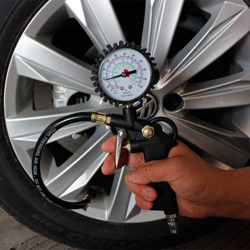 Tire Pressure Gauge Air Pressure Gauge High-Precision with Pressure Inflation Head Car Tire Pressure Monitor Meter Plus Air Gun Inflator