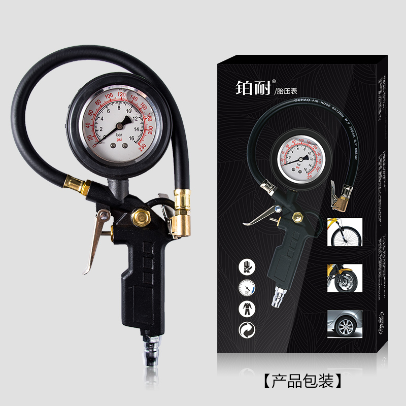 Tire Pressure Gauge Air Pressure Gauge High-Precision with Pressure Inflation Head Car Tire Pressure Monitor Meter Plus Air Gun Inflator
