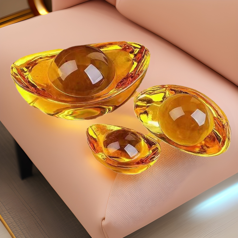 Цветная глазурь, золотой слиток, украшение для дома, подарок на открытие для бутылки манза, руйи, украшения из цитрина